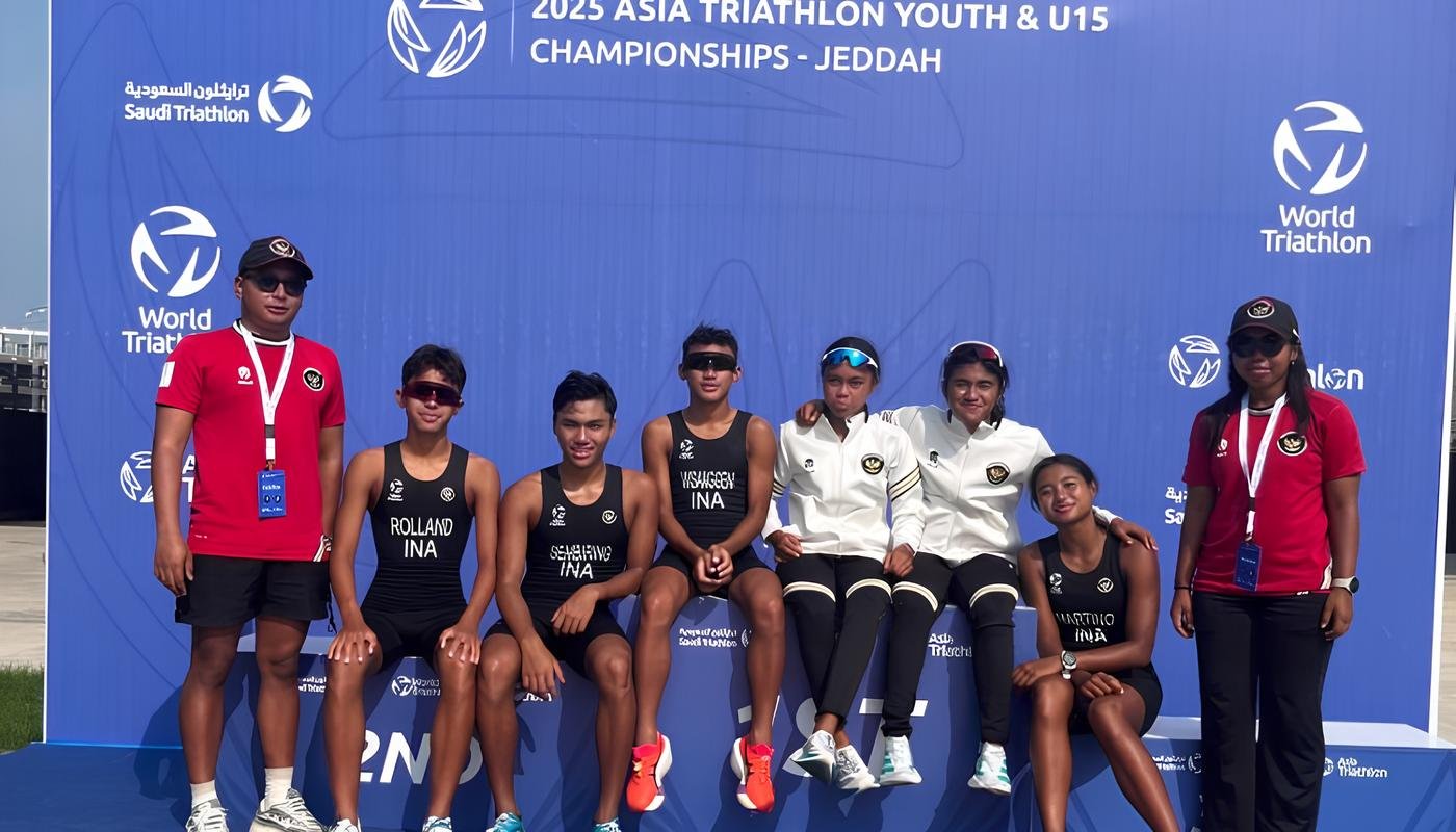 Tiga Atlet Indonesia Naik Podium di Kejuaraan Asia Youth & U15 Triathlon 2025, Modal Berharga Menuju YOG Dakar 2026