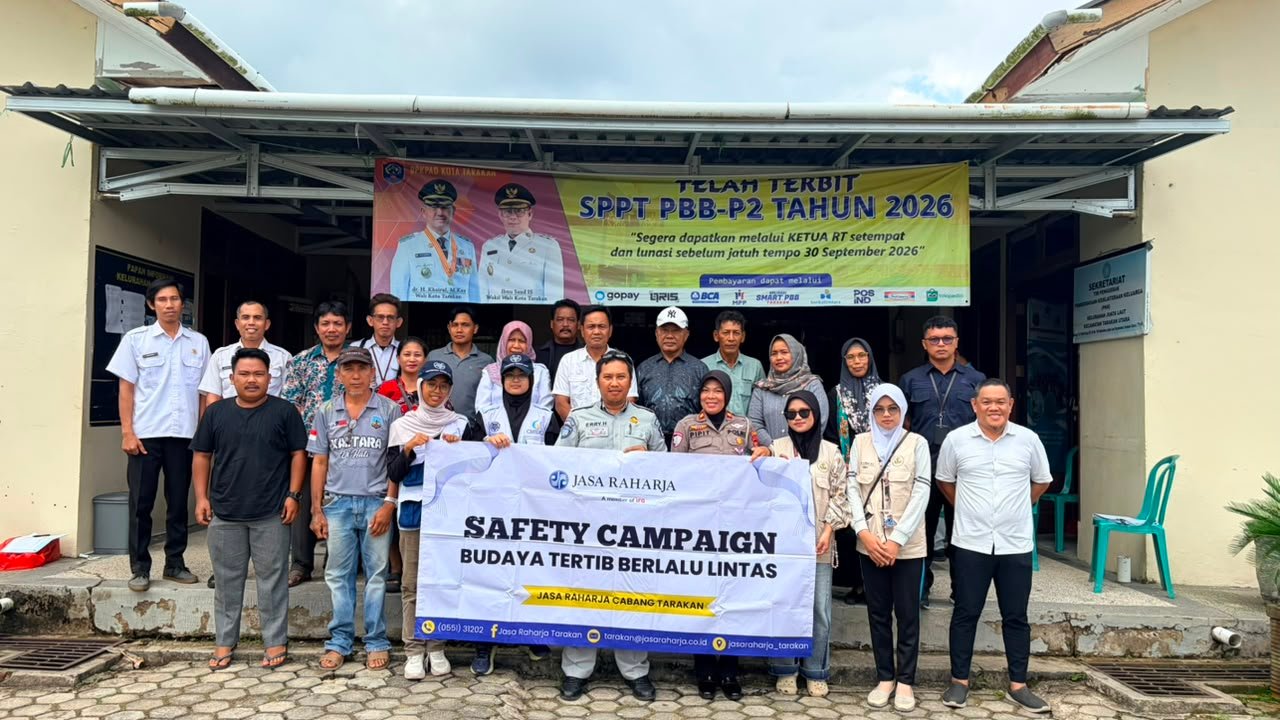 Jasa Raharja Tarakan Melakukan kegiatan Safety Campaign di Kelurahan Juata Laut bersama Polres Tarakan untuk Menekan Angka Kecelakaan Lalu Lintas 