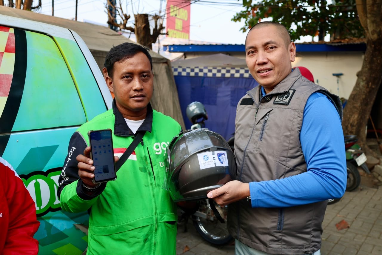 Jasa Raharja Ajak Puluhan Pengemudi Ojol di Sleman Sebarkan Pesan Keselamatan